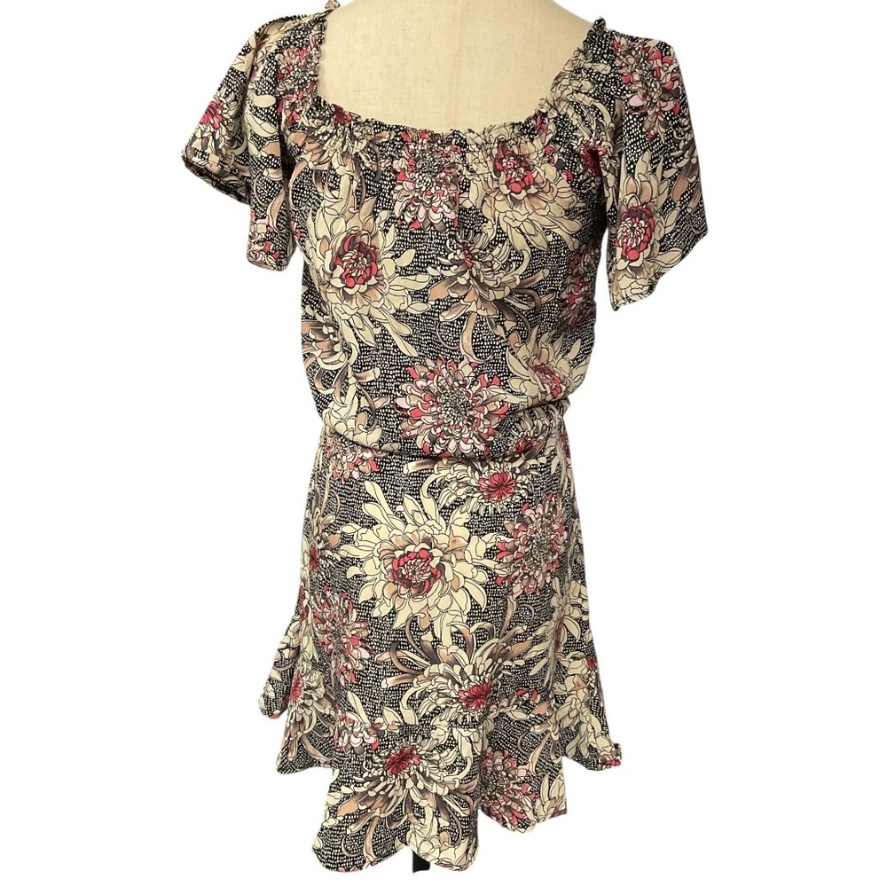 Heli Floral Short Sleeve Cinch Waist Mini Dress Size - Picture 4 of 8